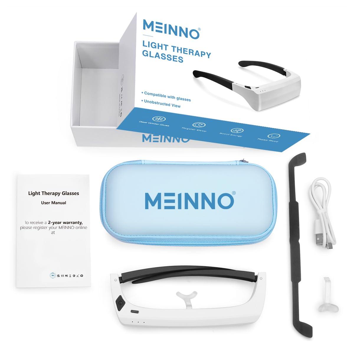 GentleGlow MEINNO Light Therapy Glasses, Blue-White UV-Free Light Therapy Lamp, Portable Daylight Lamp, Wearable Sunlight Lamp, Boost Energy, Relief for Sleep Problems, Jet Lag, Equivalent to 10000 Lux