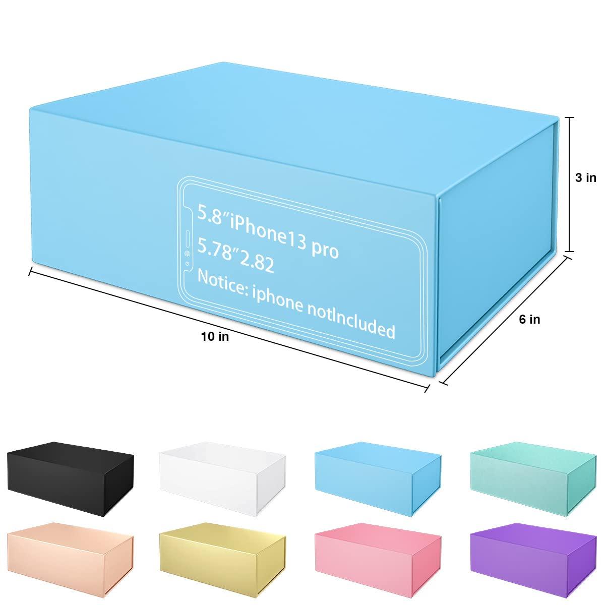 ROSTELACK Blue Gift Box 10\" x 6\" x 3\" with Magnetic Closure Lid Gift Box for Presents,Bridesmaid Gifts Box,Cute Box,Birthday Gift box,Luxury for Gift Packaging, Magnetic Gift Box for Wrapping Gifts (Blue)
