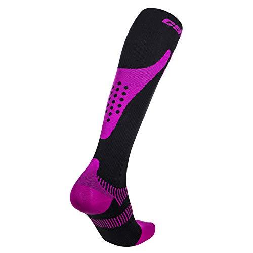 Champion CSX CSX Compression Socks for Men and Women, Knee High, Recovery Support, Athletic Sport Fit, Pink on Black, X-Small (15-20 mmHg)