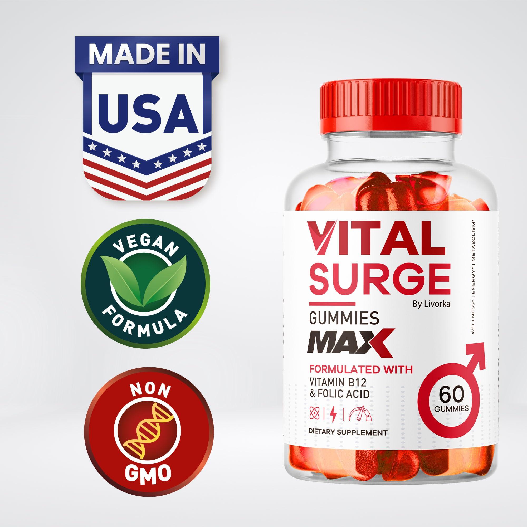 LIVORKA Vital Surge Male Gummies - Men\'s Performance Gummies, MAX Strength VitalSurge Advanced Formula, VitaSurge for Men Vitale Vita, 1050MG (60 Gummies)