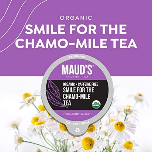 MAUD'S Maud's Organic Chamomile Lavender Tea (Smile For The Chamo-mile) 24ct. Solar Energy Produced Recyclable Single Serve Decaf Tea Pods – 100% Organic Caffeine Free Tea California Blended, KCup Compatible