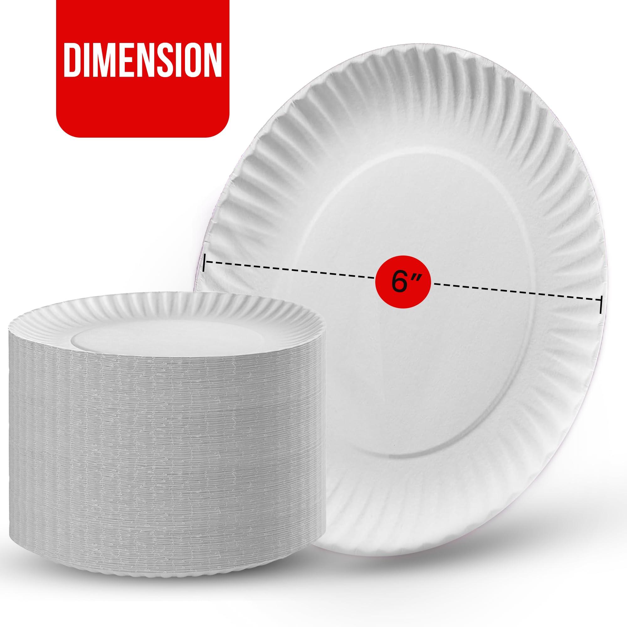 XpressPak Small Paper Plates - [100-Pack] - (6-Inch Round) - White 6 Inch Paper Plates, Lightweight Uncoated Disposable Plates - For Crafts, Events, Projects, Dry Foods & General Use