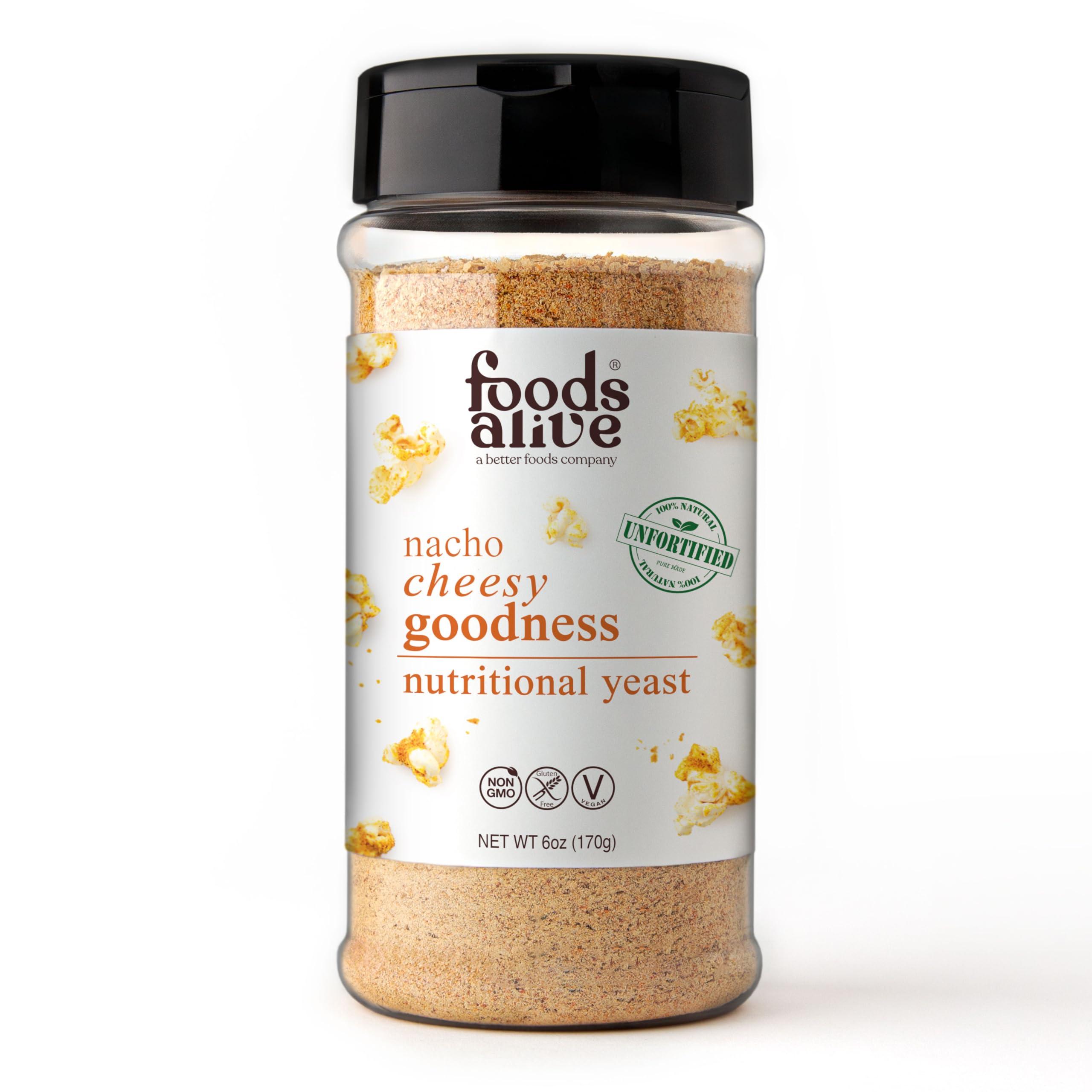 Foods Alive Foods Alive Nacho Cheesy Goodness Nutritional Yeast, 6oz Shaker Jar/Non-Fortified, Vegan Cheese Powder Seasoning
