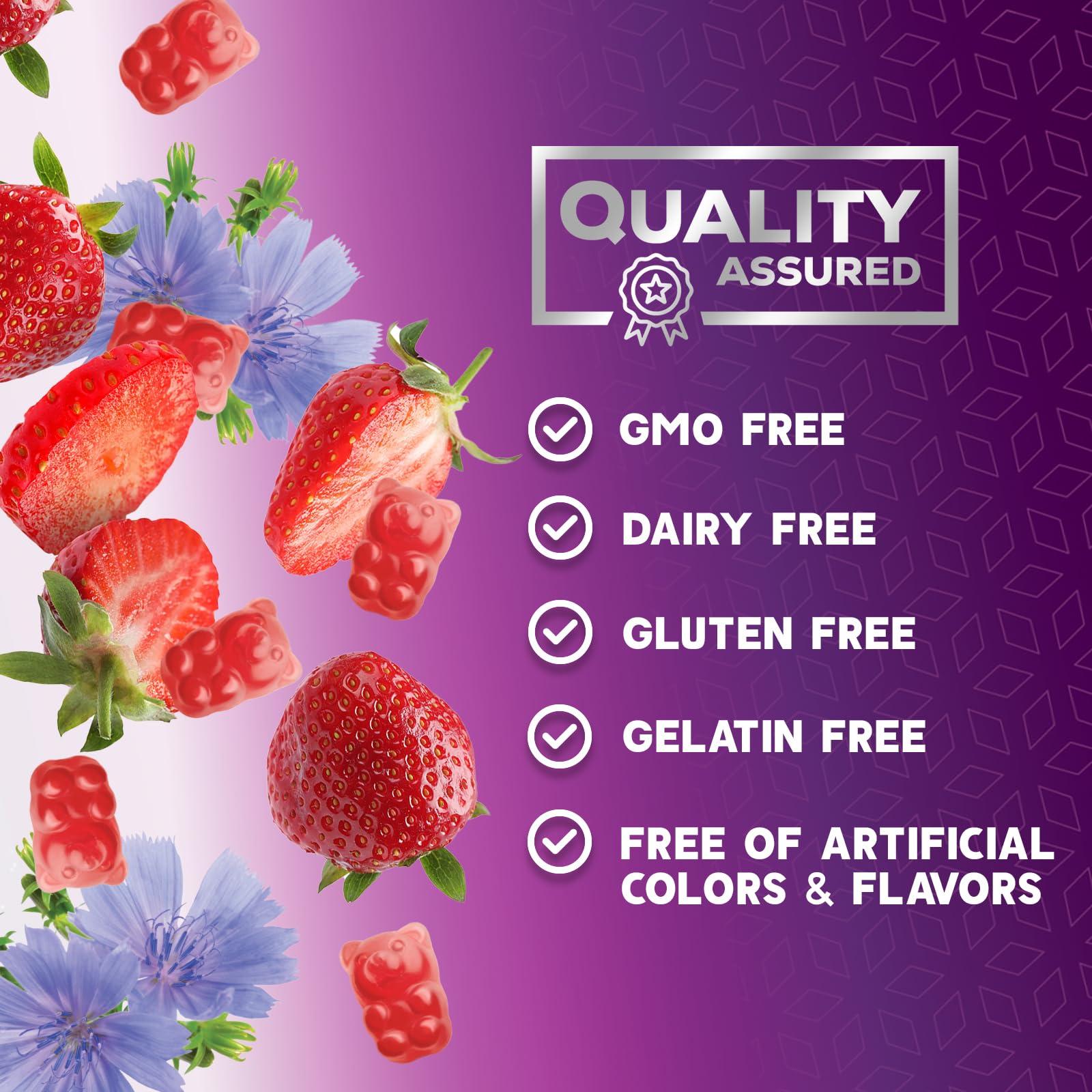 Nature\'s Nutrition Fiber Supplement Gummies for Digestive Health & Regularity Support, Fiber 4g Gummy for Adults, Daily Prebiotic Supplements, Natural Prebiotic Fiber Gummy, Plant Based, Strawberry Flavored - 60 Gummies