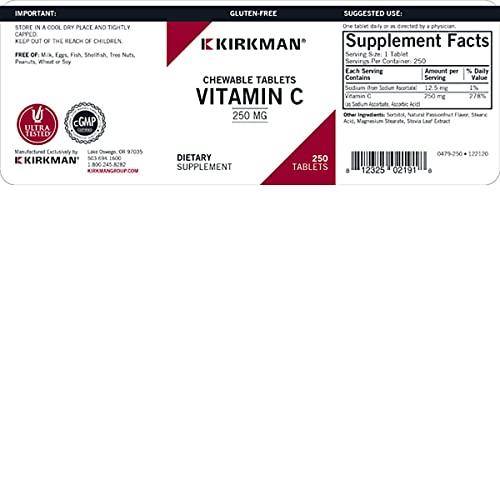 Kirkman Kirkman Labs Vitamin C 250 mg Chewable Tablets with Stevia-250 Count