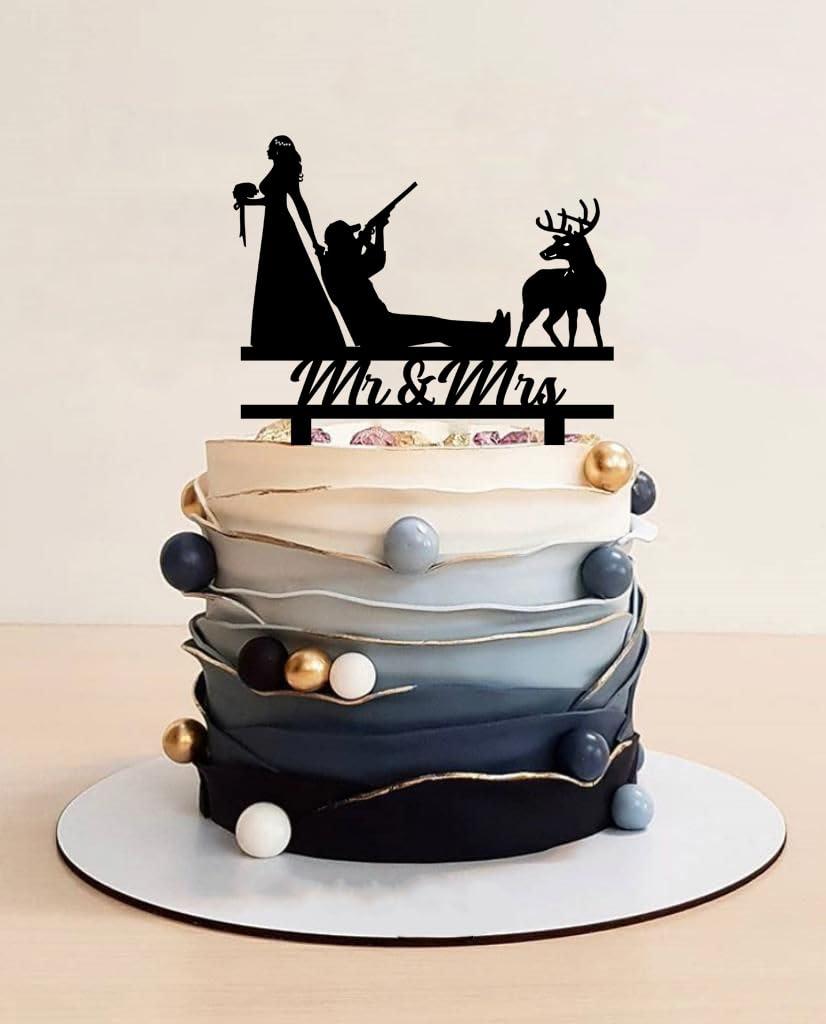 keonsatrz Funny Hunting Wedding Cake Topper Deer Hunt Wedding Cake Topper Hunt is Over Cake Topper Hunting Theme Wedding/Anniversary/Bridal Shower Party Decorations