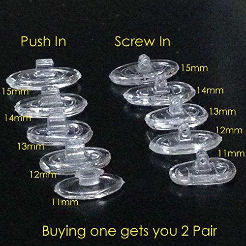 Howdy Eyeglass Nose Pads Soft Silicone Covers 2 Pair Screw on Push on Oval Shaped (12mm Screw-in)