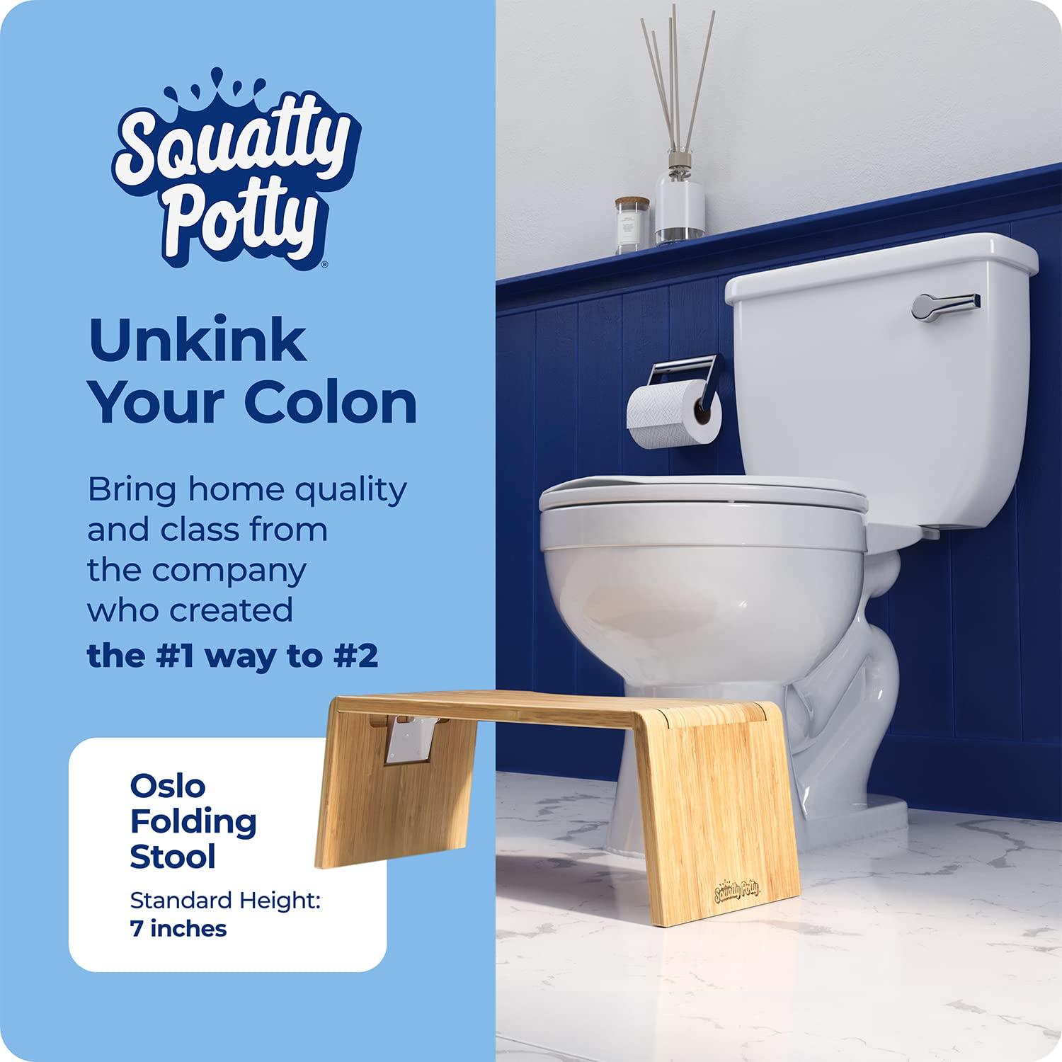 Squatty Potty Squatty Potty Oslo Folding Bamboo Toilet Stool  7 Inches, Collapsible Bathroom Stool for Kids and Adults  Brown, Portable and Space-Saving