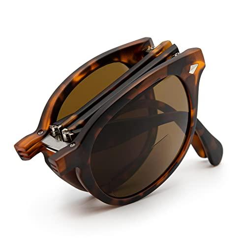 VITENZI Foldable Bifocal Sunglasses for Men and Women Folding Reader Sunglasses Retro Reading Sun Glasses with Built In Readers Fano in Tortoise 2.75