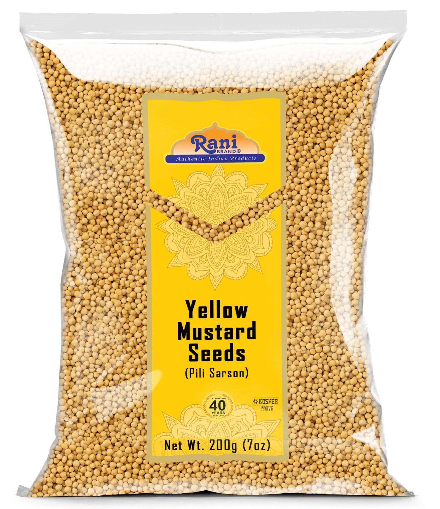 Rani Brand Authentic Indian Products Rani Yellow Mustard Seeds Whole Spice 7oz (200g) ~ All Natural | Vegan | Gluten Friendly | NON-GMO | Indian Origin