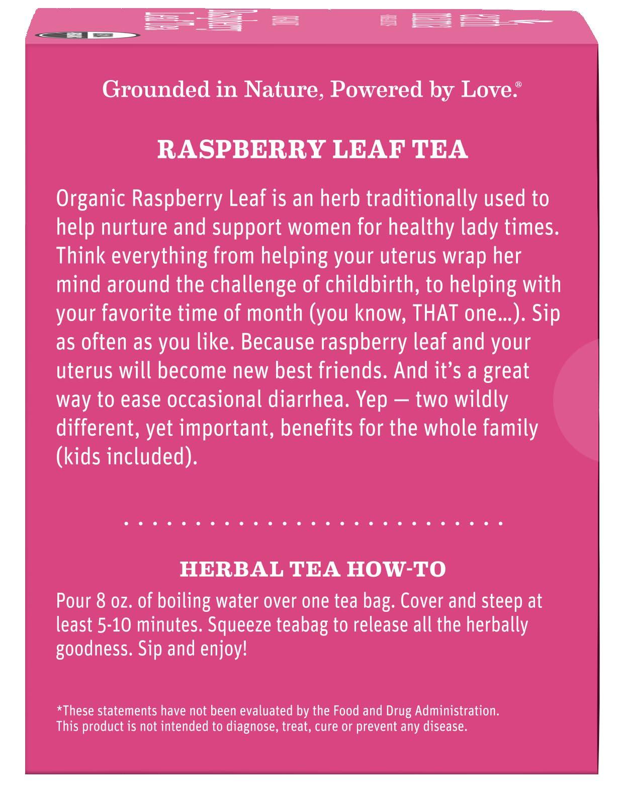 Earth Mama Earth Mama Organic Raspberry Leaf Tea Bags | Labor Tonic & Menstrual Support Herbal Tea, Red Raspberry Leaf Tea for Pregnancy & Postpartum Care Recovery, Caffeine Free Tea, Non GMO, (16 Teabags)