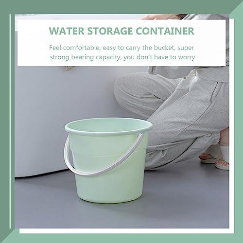Amosfun Amosfun Plastic Buckets Plastic Bucket with Handle Round Water Bucket Bath Bucket Water Container for Camping Travel Beach Summer Party Accessory Green Cleaning Bucket