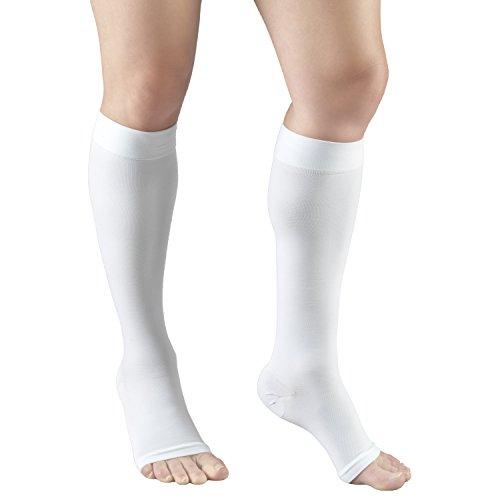 Truform Truform 20-30 mmHg Compression Stocking for Men and Women, Knee High Length, Open Toe, White, Small