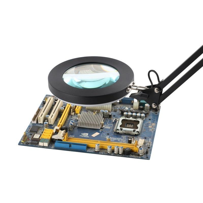 ASDEHH 10X Multipurpose Magnifier Adjustable 3 Colors LED Light Illuminator Cantilever Clamp Stand for PCB Detect Reading Watch Repair