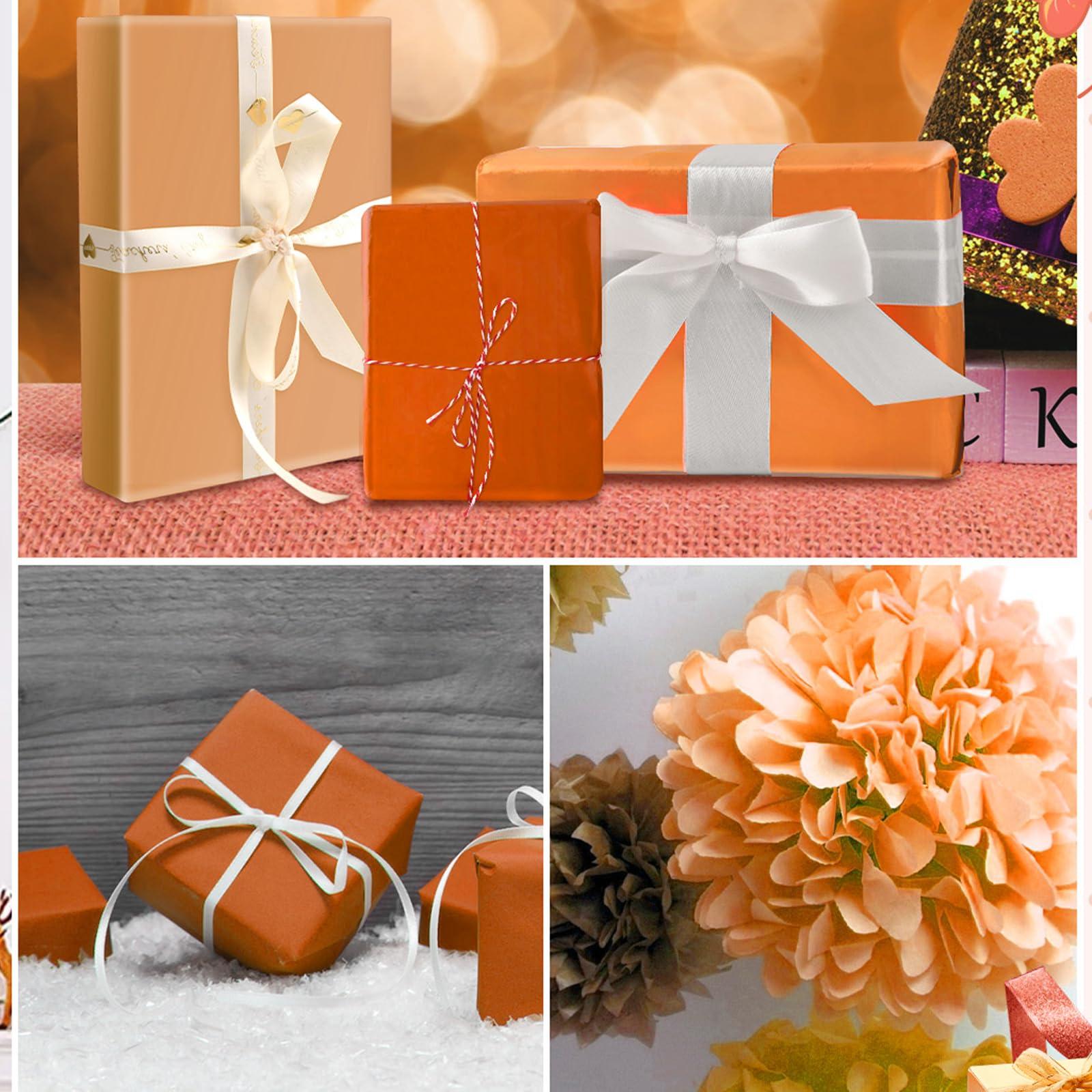 Hlonon 30 Sheets Orange Tissue Paper for Packaging Gift Bags Decoration, Gift Wrap Tissue Paper Bulk for Weddings Birthday DIY Project Christmas Halloween Thanksgiving Gift Wrapping Crafts Decor