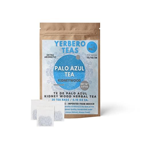 YERBERO Yerbero - Palo Azul Tea (Kidney Wood) 30 Tea Bags 3gr (0.10oz) - Net WT 90gr (3.17oz) | Kidney Cleanse Herbal Tea, Stand Up Resealable Bag | Crafted By Nature100% All Natural, non-GMO, Gluten-free.