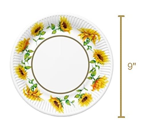 European Excellency Sunflower Paper Plates Dinner SUMMER MADNESS 24pcs , Sunflower Dinner Plates 9 inch, Sunflower Party Plates, Sunflower Plates, Disposable Plates, Eco Friendly Plates, Birthday Plates, Sunflower Party