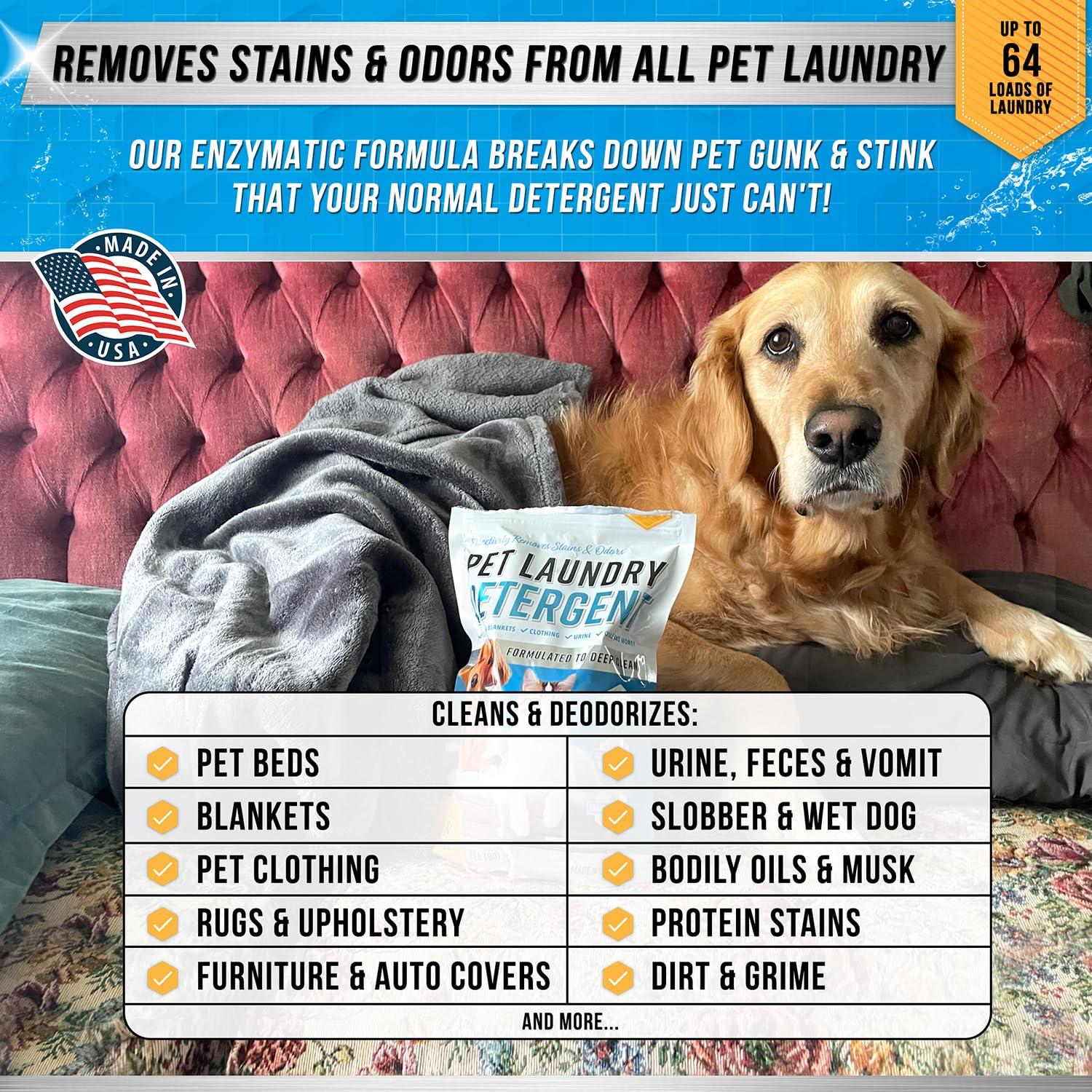 ACTIVE ACTIVE Pet Laundry Detergent and Laundry Detergent Sheets - Includes 2LB Pet Detergent Powder and 80 Load of Fresh Linen Scent Detergent Sheets