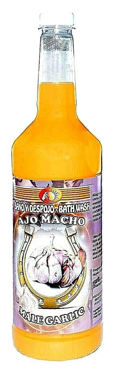 Mistic 3 Bottles Extra Large Male Garlic Bath AJO Macho BANO Y RIEGO 32 OZ. - Spiritual Magick Pagan Wicca