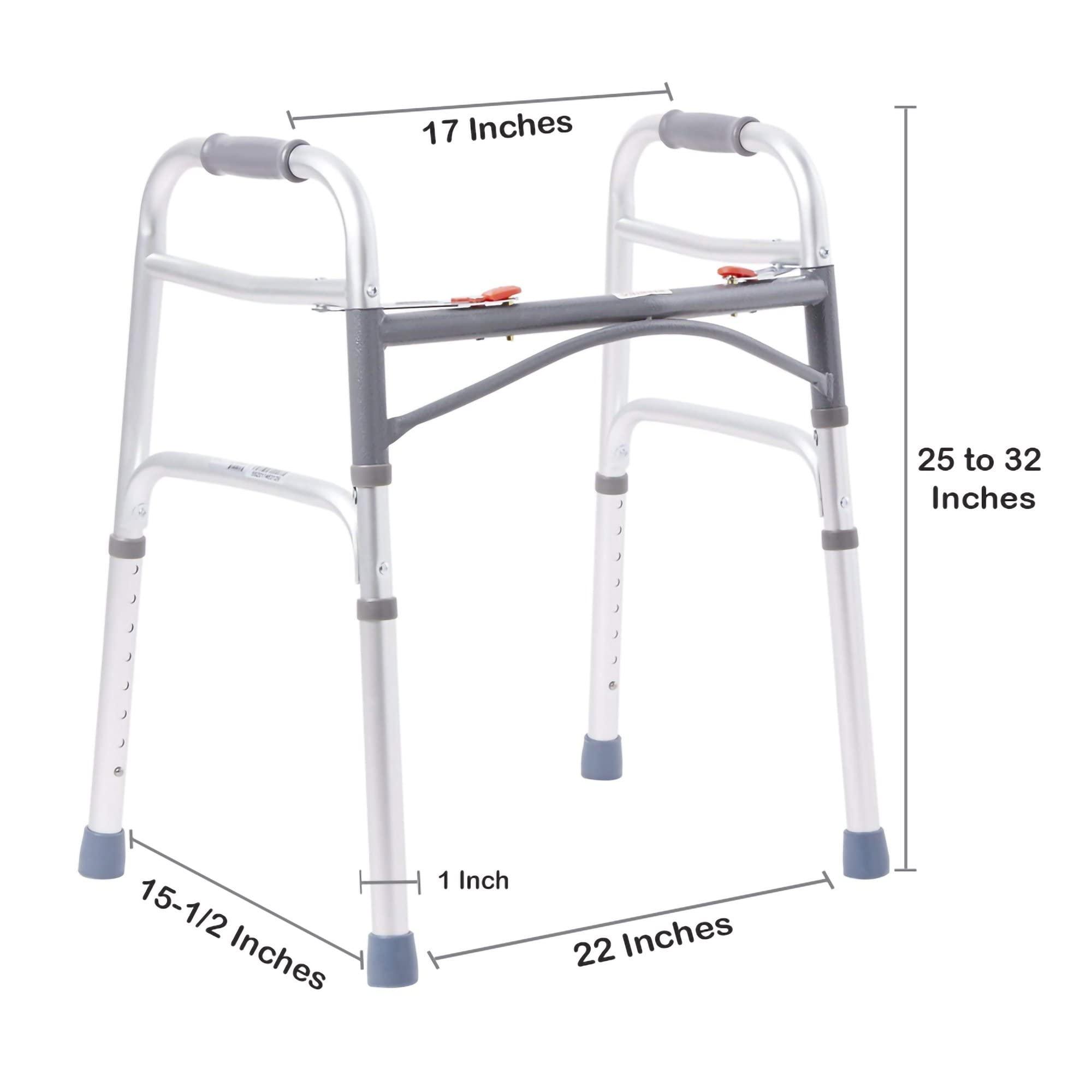 McKesson McKesson Folding Walkers, Aluminum, 32 in to 39 in, 350 lbs Weight Capacity