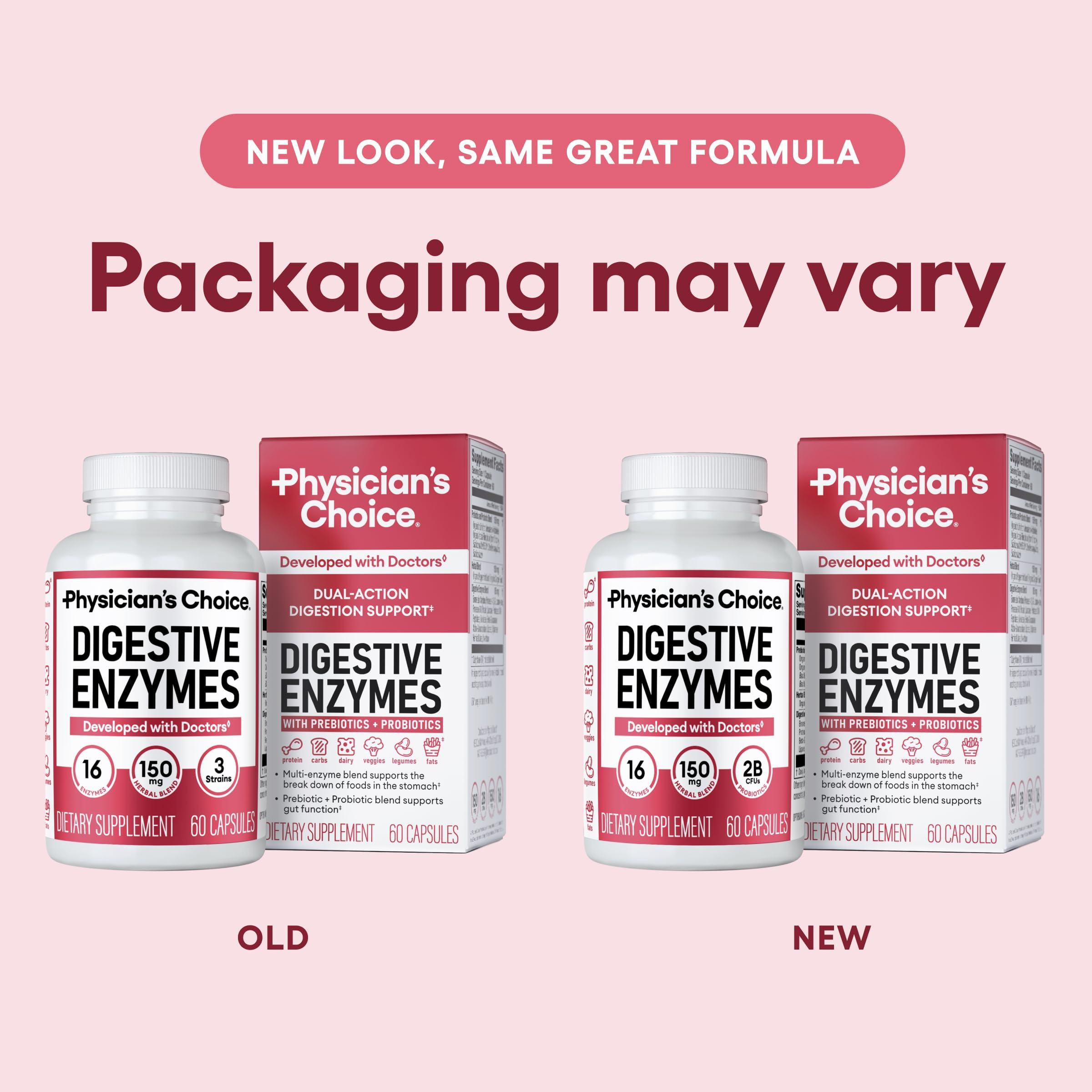 Physician\'s CHOICE Physician\'s CHOICE Digestive Enzymes - Multi Enzymes, Organic Prebiotics & Probiotics for Digestive Health & Gut Health - for Meal Time Discomfort Relief & Bloating - Dual Action Approach - 180 CT