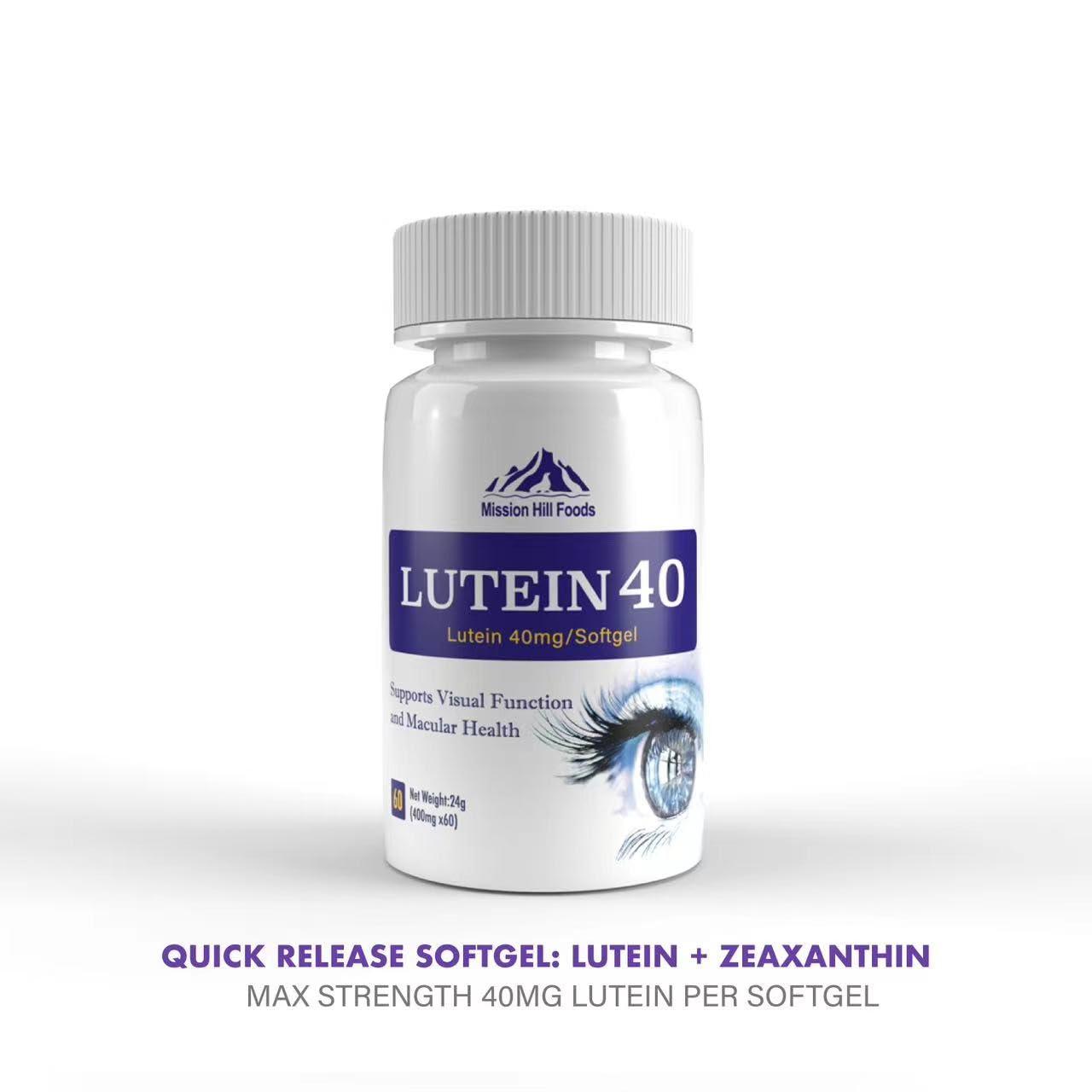 Mission Hill Foods Mission Hill Foods Premium Lutein & Zeaxanthin Eye Health Supplement (2 Bottles-4mo Supply) | 40mg | 120 Softgels | Vitamin Pills for Eyes | Non-GMO & Gluten Free