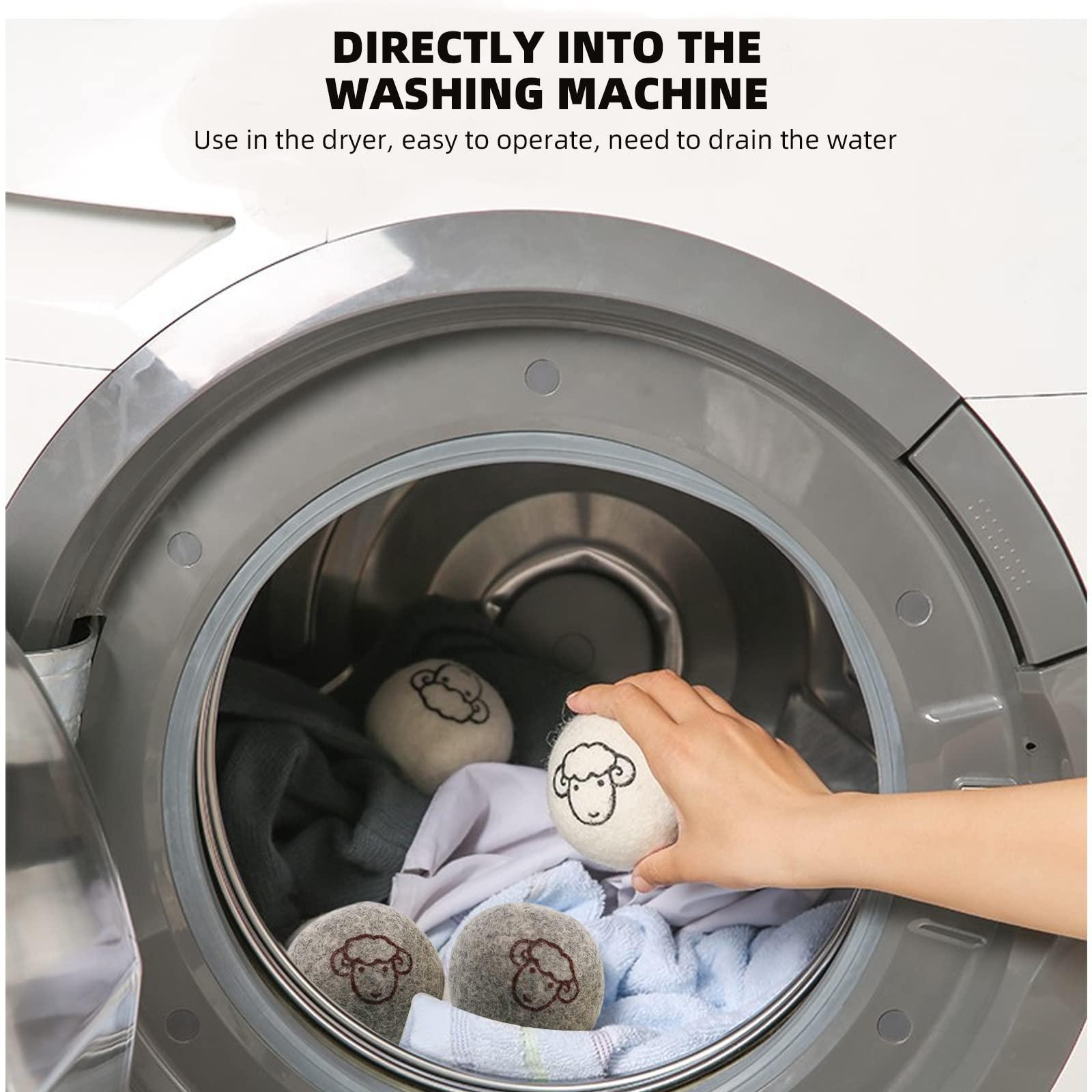 LNBEI Wool Dryer Balls - 6 PCS Tumble Dryer Balls, Hypoallergenic, Reusable, Anti Static Tumble Dryer Balls, Natural Fabric Softener, Reduce Drying Time and Wrinkles, Wool Balls for Tumble Dryer
