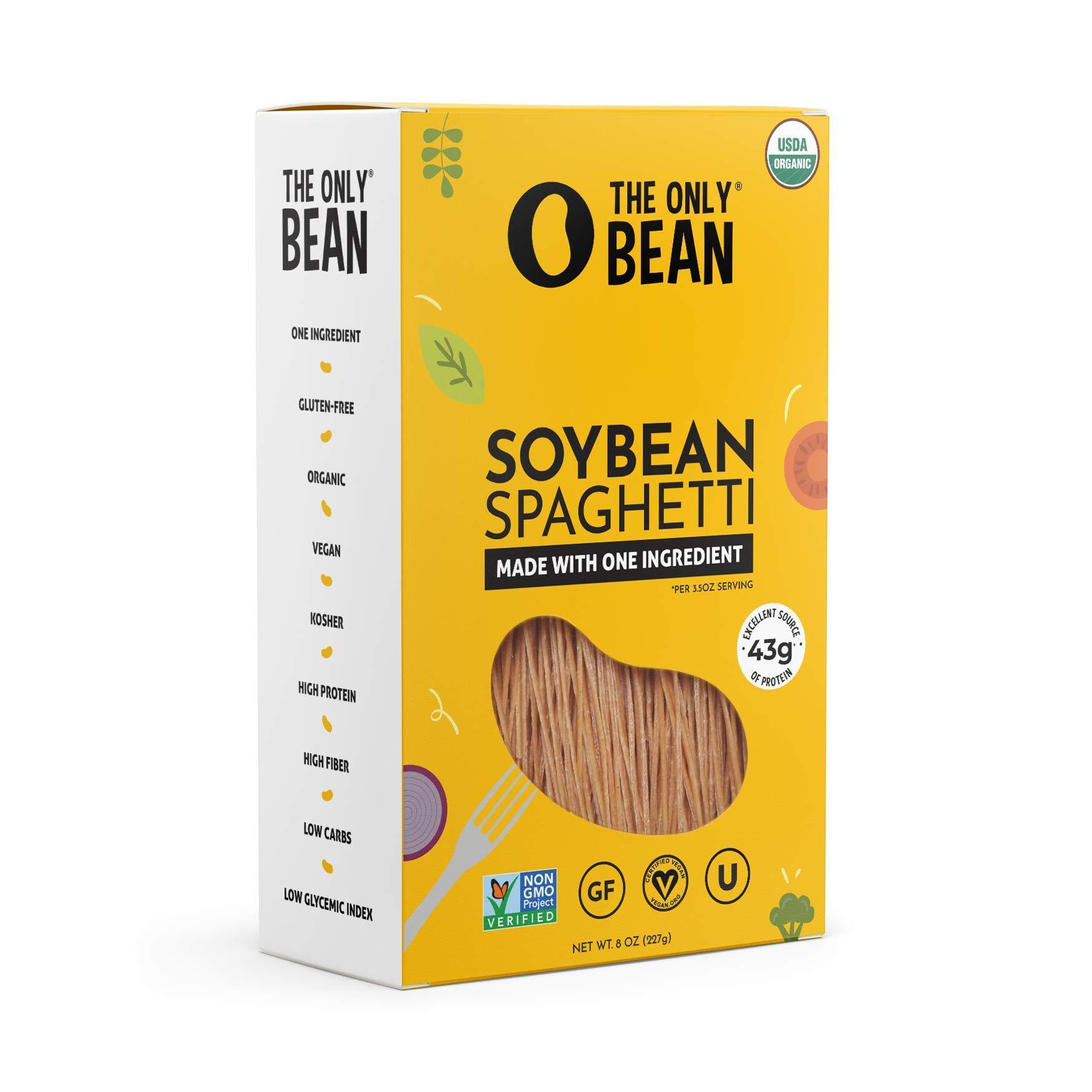 The Only Bean The Only Bean - Organic Soy Bean Spaghetti Pasta - High Protein, Keto Friendly, Gluten-Free, Vegan, Non-GMO, Kosher, Low Carb, Plant-Based Bean Noodles - 8 oz (1 Pack)