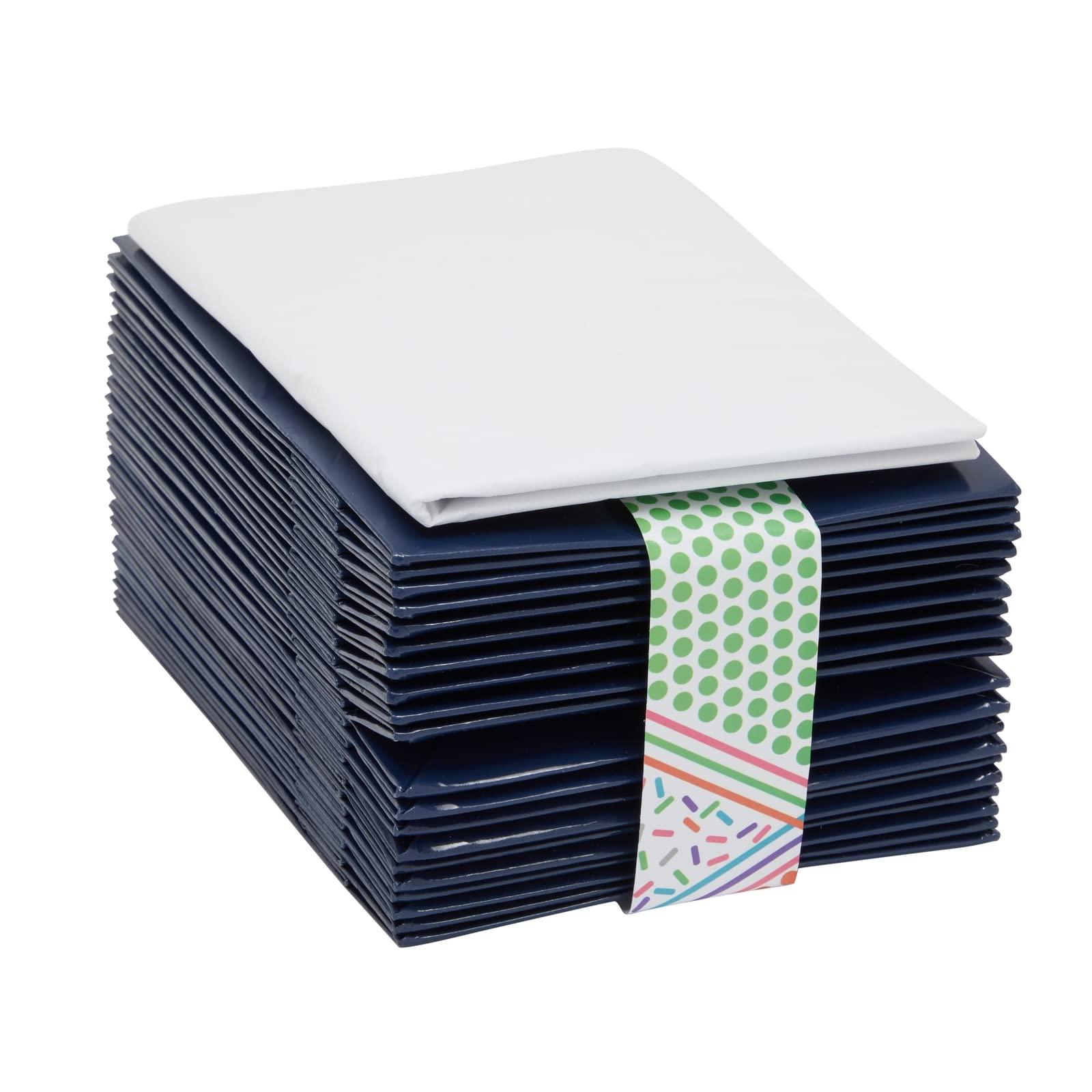 BLUE PANDA BLUE PANDA - 20-Pack Small Paper Gift Bags with Handles, 5.5x2.5x7.9-Inch Goodie with 20 Sheets White Tissue Paper and 20 Hang Tags for Small Business (Navy Blue)