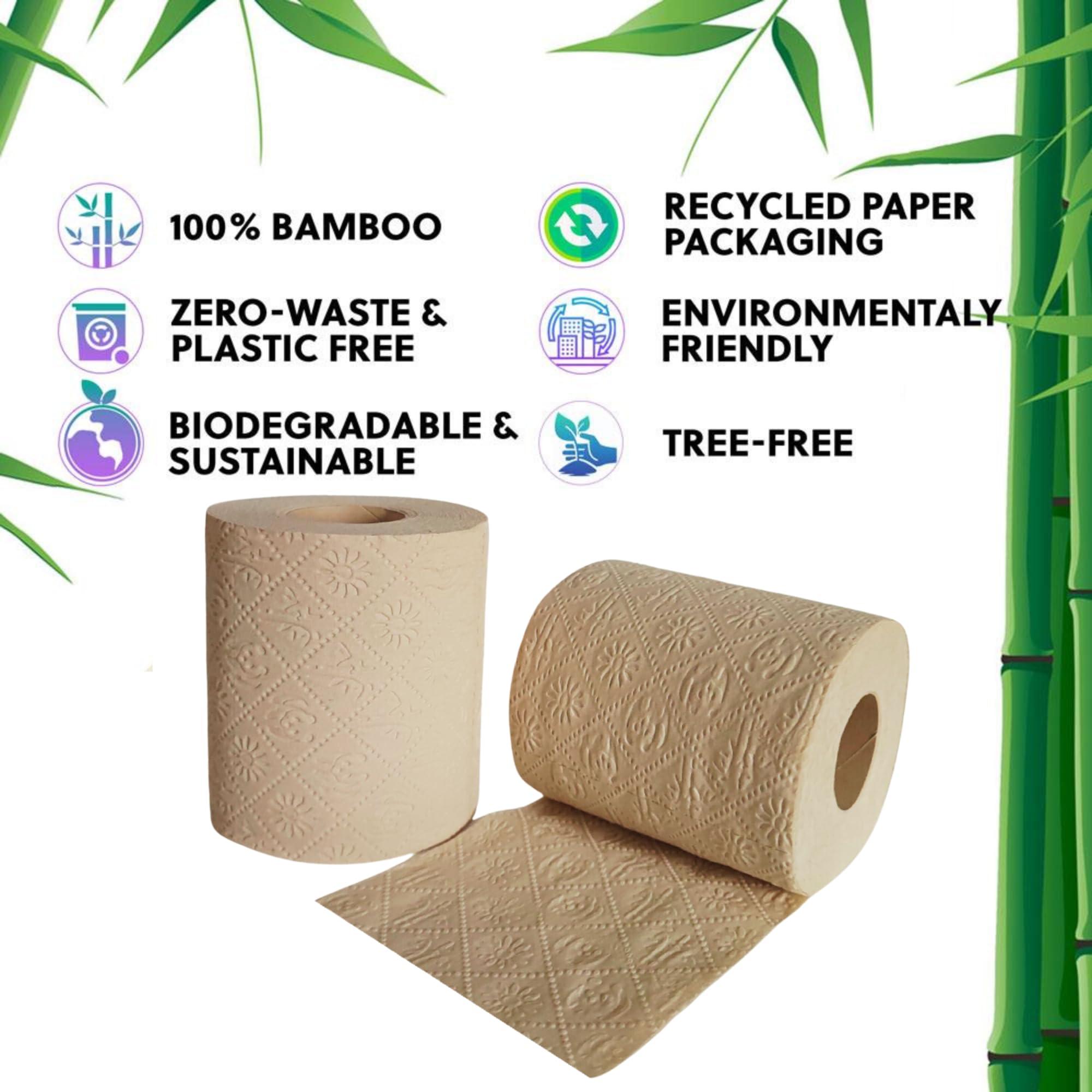 BOONBOO BOONBOO Bamboo Toilet Paper, 3-Ply Unbleached, 4 Rolls