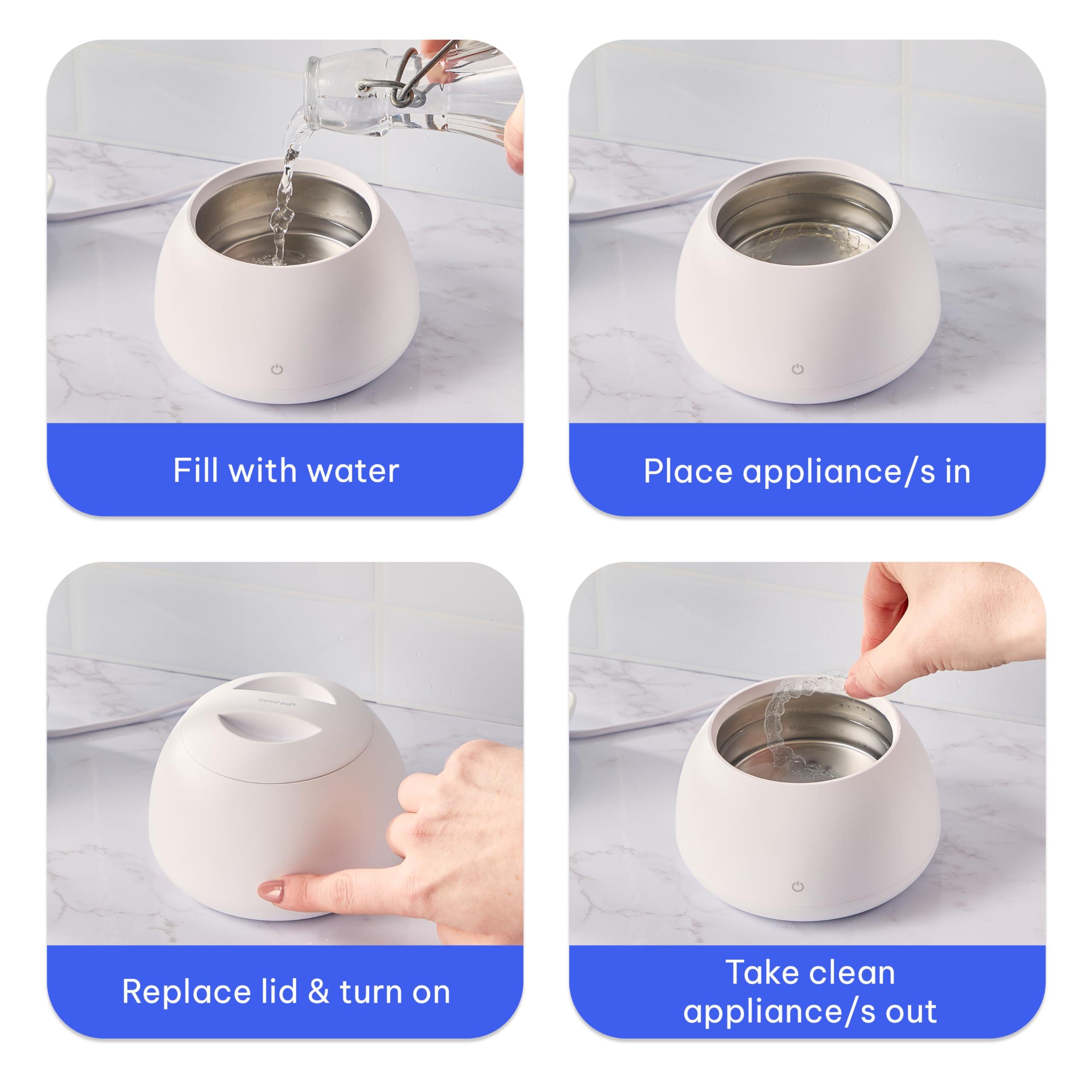 Zima Dental Zima Dental Pod | Arctic White | Ultrasonic Retainer Cleaner Machine | Aligner, Nightguard, Mouth Guard, Denture Cleaner | Oral Dental Care FSA HSA Approved