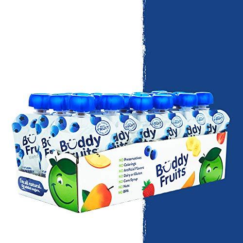 Buddy Fruits Buddy Fruits Snacks To Go Blueberry Unsweetened Applesauce 3.2oz Pouch (18pk) Gluten-Nut-Dairy-Preservatives-BPA Free, Non GMO, Kosher