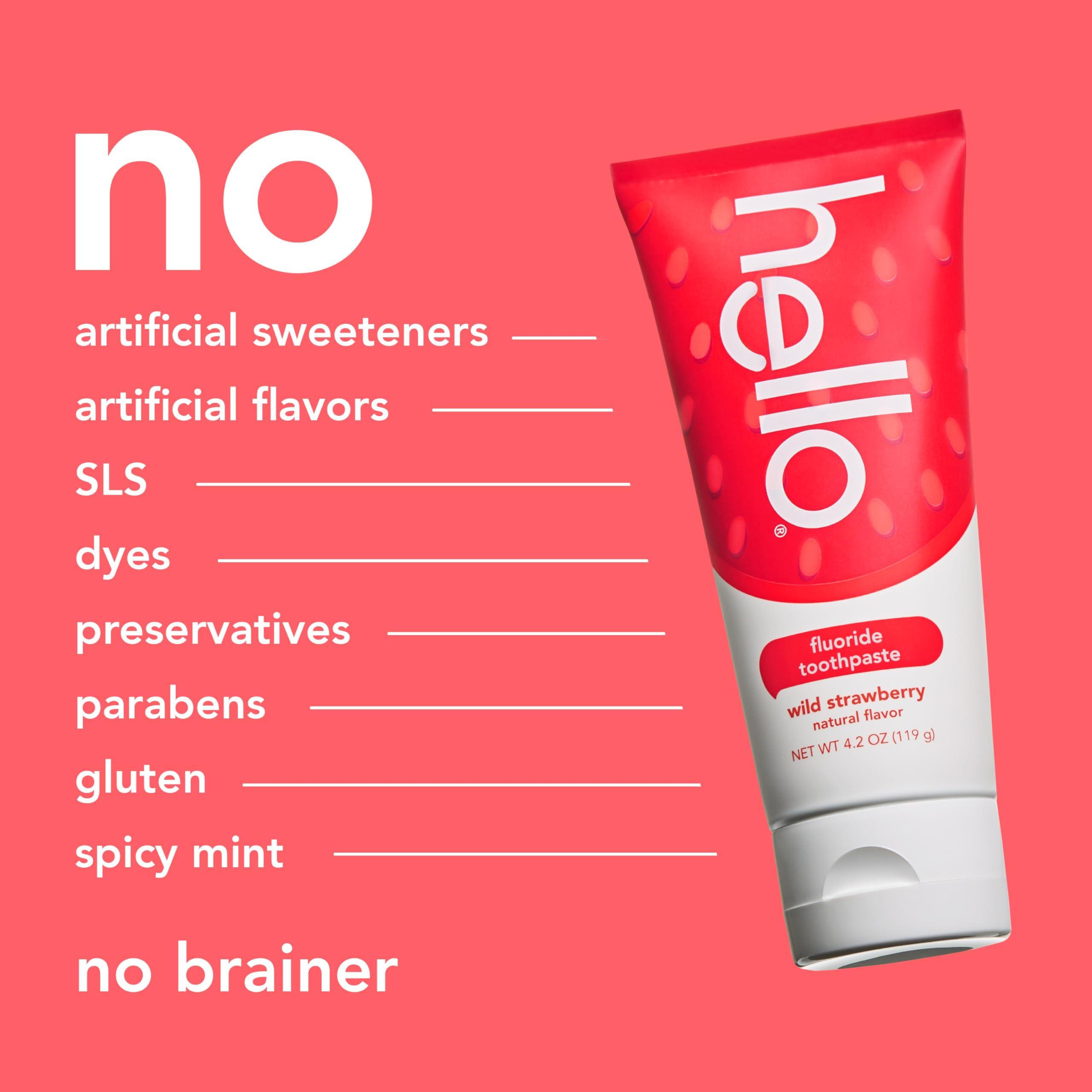 hello hello Wild Strawberry Kids Toothpaste with Fluoride, Strawberry Toothpaste for Kids, Safe for Ages 2 and Up, Helps Prevent Cavities, Strengthen Enamel, and Polishes Teeth, ADA Approved, 3 Pack, 4.2 Oz