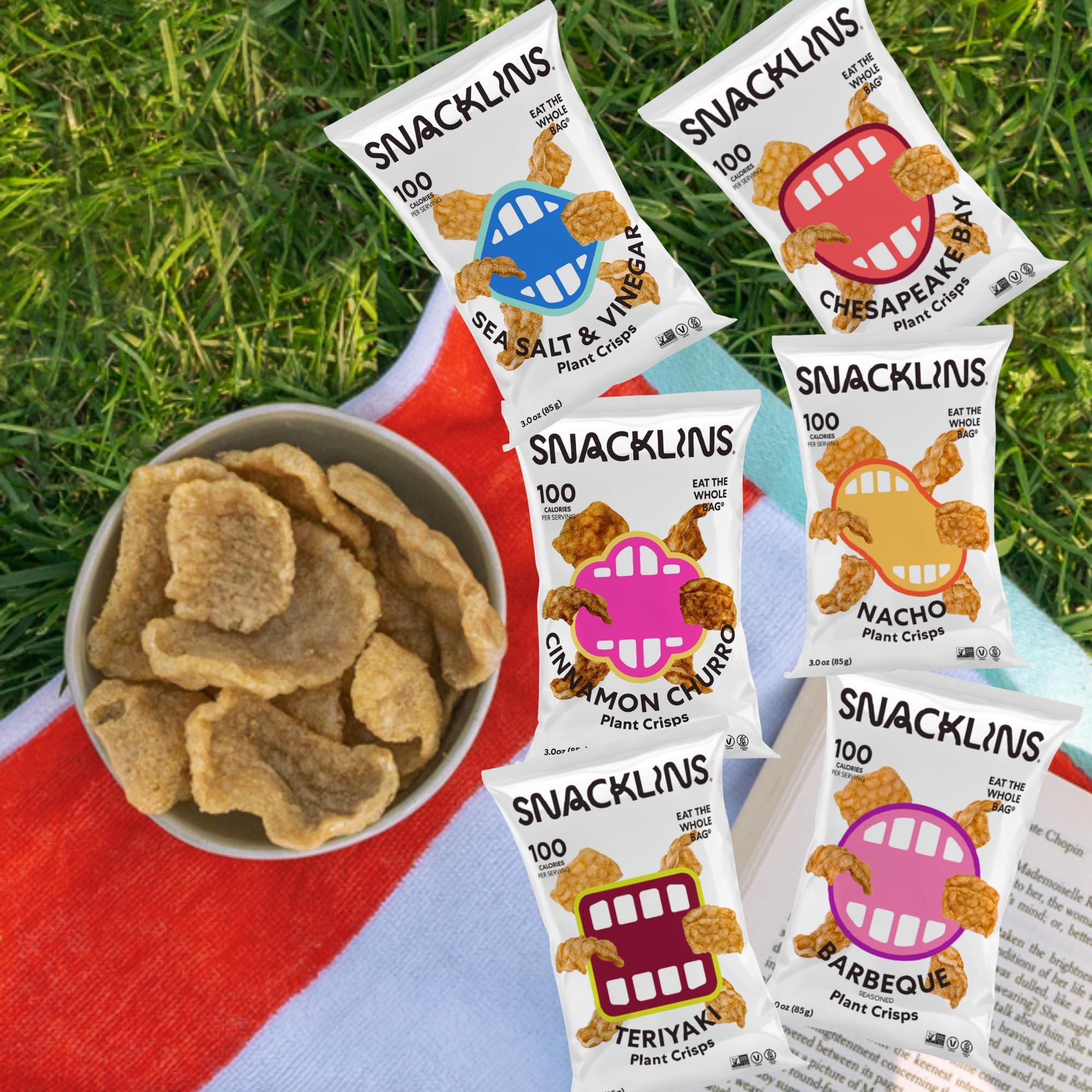 Independent Cuisine SNACKLINS Plant Based Crisps Vegan Healthy Snacks - Gluten Free, Grain Free, Plant Based Crisps, 100% Kosher, Low Calorie and No Added Sugar, Crunchy, Puffed Snack - Nacho, 3oz, Pack of 3