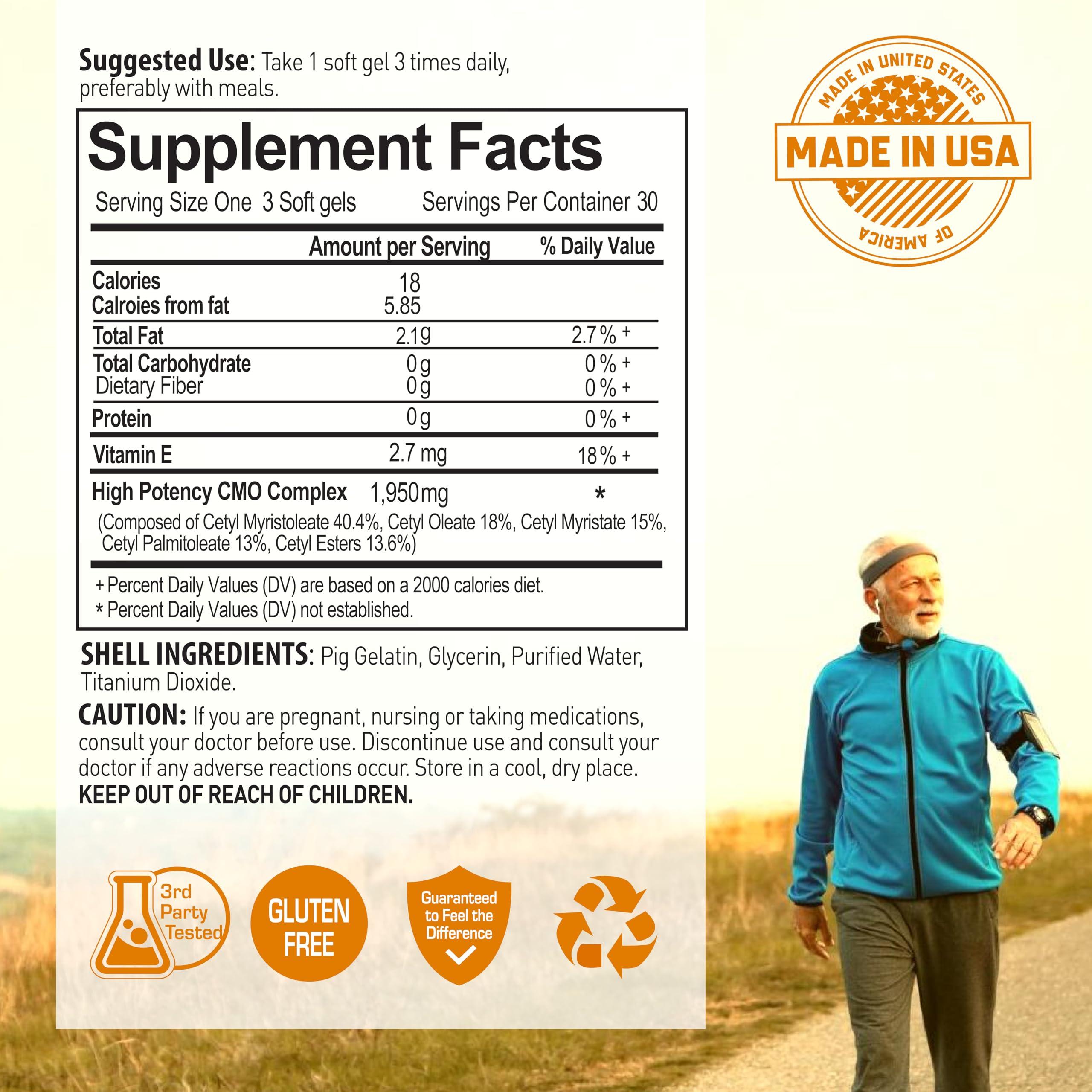 NANOWELL NANOWELL CMO (Cetyl Myristoleate) 650mg 90 Softgels - Joint Health Supplement, Support Back & Joint Pain, Cetyl Myristoleate, Cetylated Fatty Acids (90 Count)