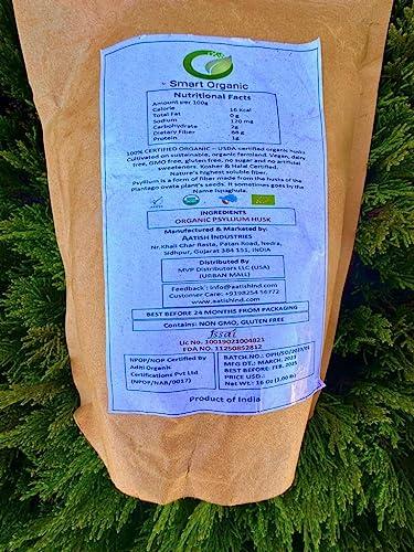 Smart Organic Smart Organic, Organic Psyllium Husk, Keto Friendly, Vegan, Gluten-Free, USDA Certified Organic, Non-GMO, Soluble & Insoluble Fiber Source 16 Ounce (16 oz)