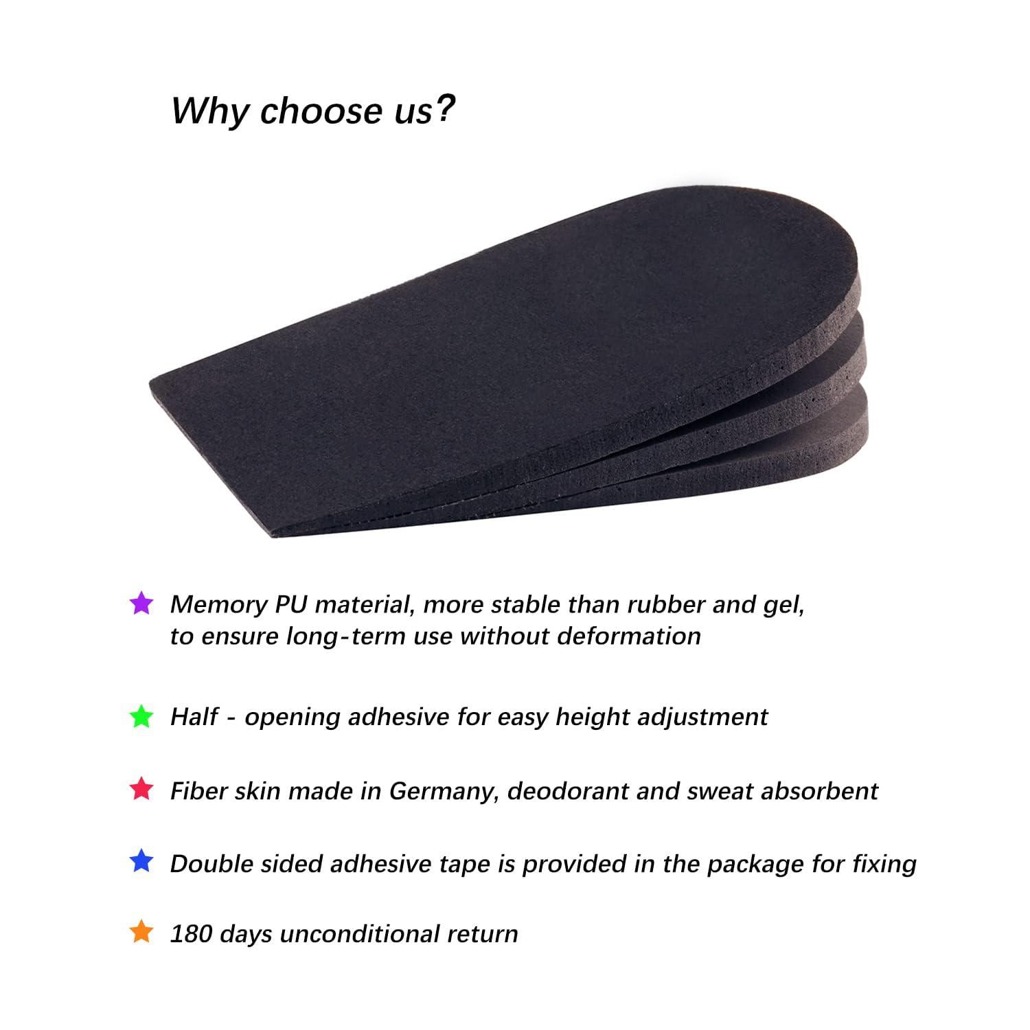 SIIHEA SIIHEA Adjustable Heel Lifts for Shoes, 1/4\'\' Height Increase Insoles for Achilles Tendonitis, Heel Pain, Leg Length Discrepancy, Plantar Fasciitis, Shoe Lifts (Small (Pack of 1), Black)