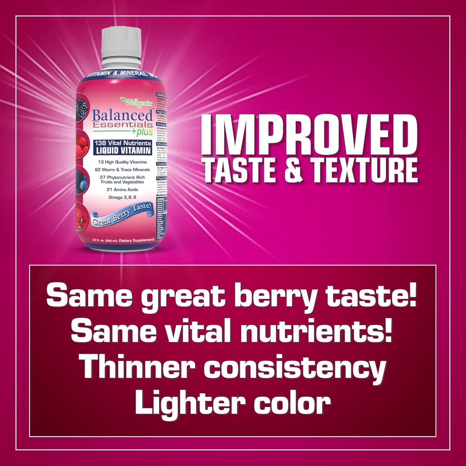 Wellgenix Wellgenix Balanced Essentials Plus New Formula - Berry Flavor 32oz (Pack of 2) - Liquid Vitamin - Complete Multivitamin Supplement - Immune Boosting & Overall Health - Adults, Kids, Toddlers