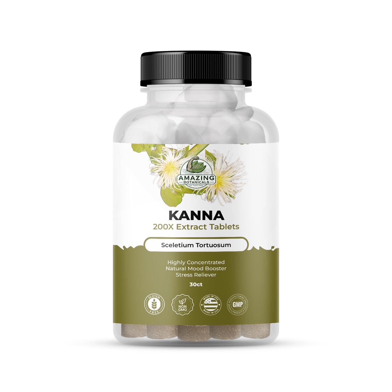 Amazing Botanicals Amazing Botanicals Kanna Extract Tablets - Sceletium Tortuosum, 10,000 mg Each - Enhances Energy, Boosts Mood, Immune System Booster, 30 Tablets