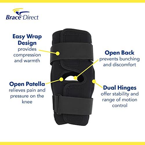 Brace Direct Brace Direct Internal Deluxe Hinged Knee Brace for Knee Pain with Adjustable Compression Wrap & Open Patella -Range of Motion Stabilizer Helps Joint Pain, Meniscus Tears, Arthritis, ACL, PCL & MCL
