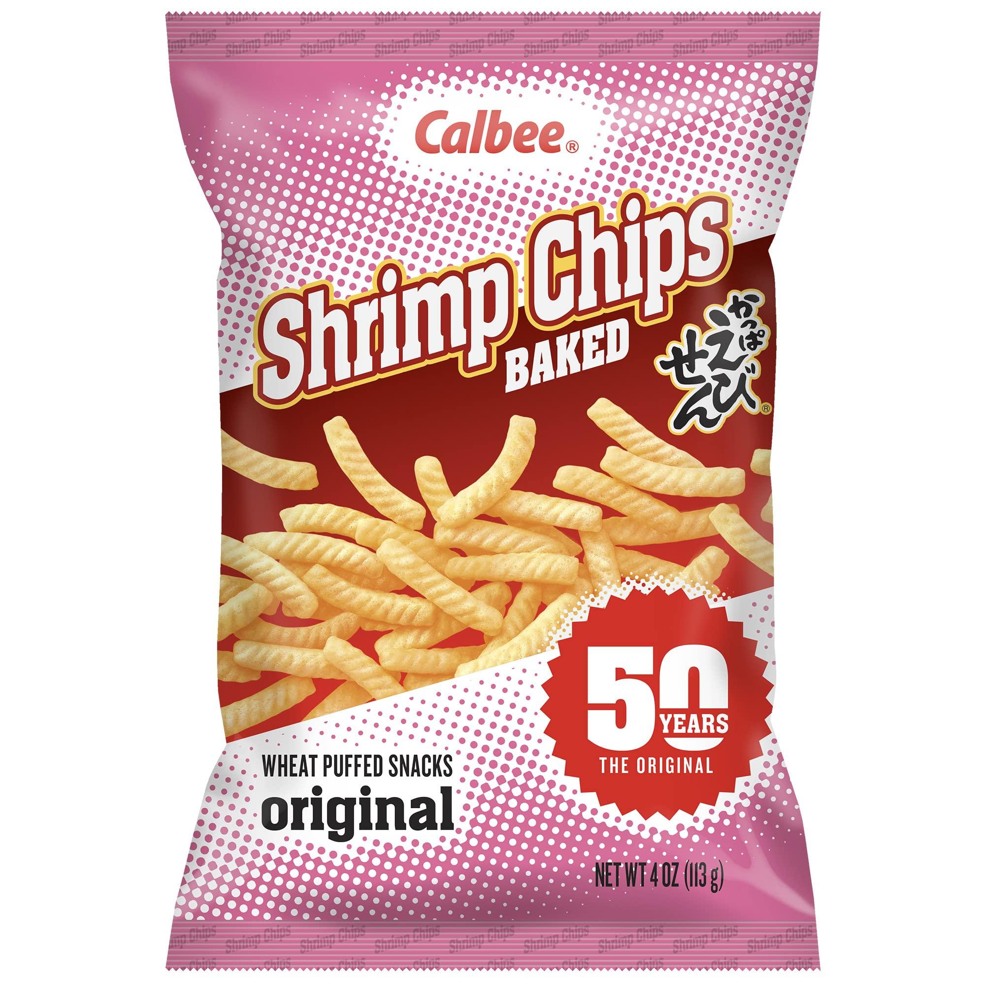 Calbee Calbee Shrimp Chips (Original, 4.0 oz) | Japanese Chips Made With Real Wild-Caught Shrimp & Baked To Crunchy Perfection | Indulge In Irresistible Shrimp Flavoured Chips (6 Pack)