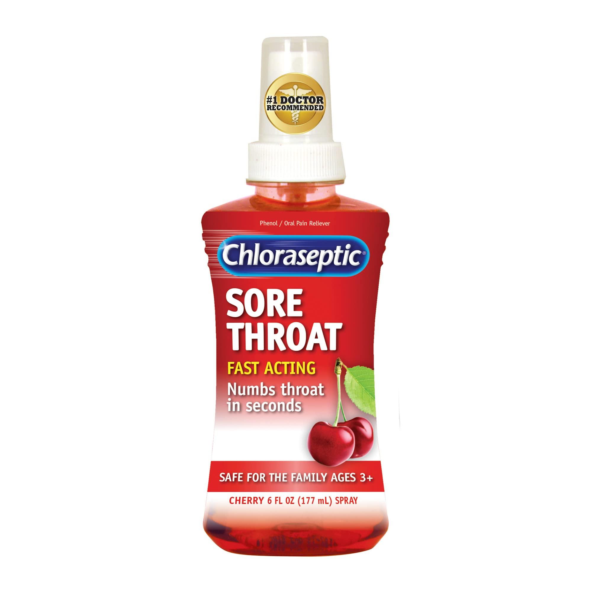 Chloraseptic Chloraseptic Sore Throat Spray, Cherry, 6 fl oz, 1 Bottle Sore Throat Lozenges, Cherry 18 Count