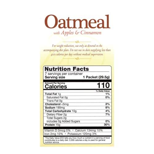 FITWISE FITWISE - High Protein Oatmeal, 15g Protein, Low Carb, Low Calorie, Low Fat, Sugar Free, Keto Friendly, Ideal Protein Compatible, 7 Servings Per Box (Apples & Cinnamon)