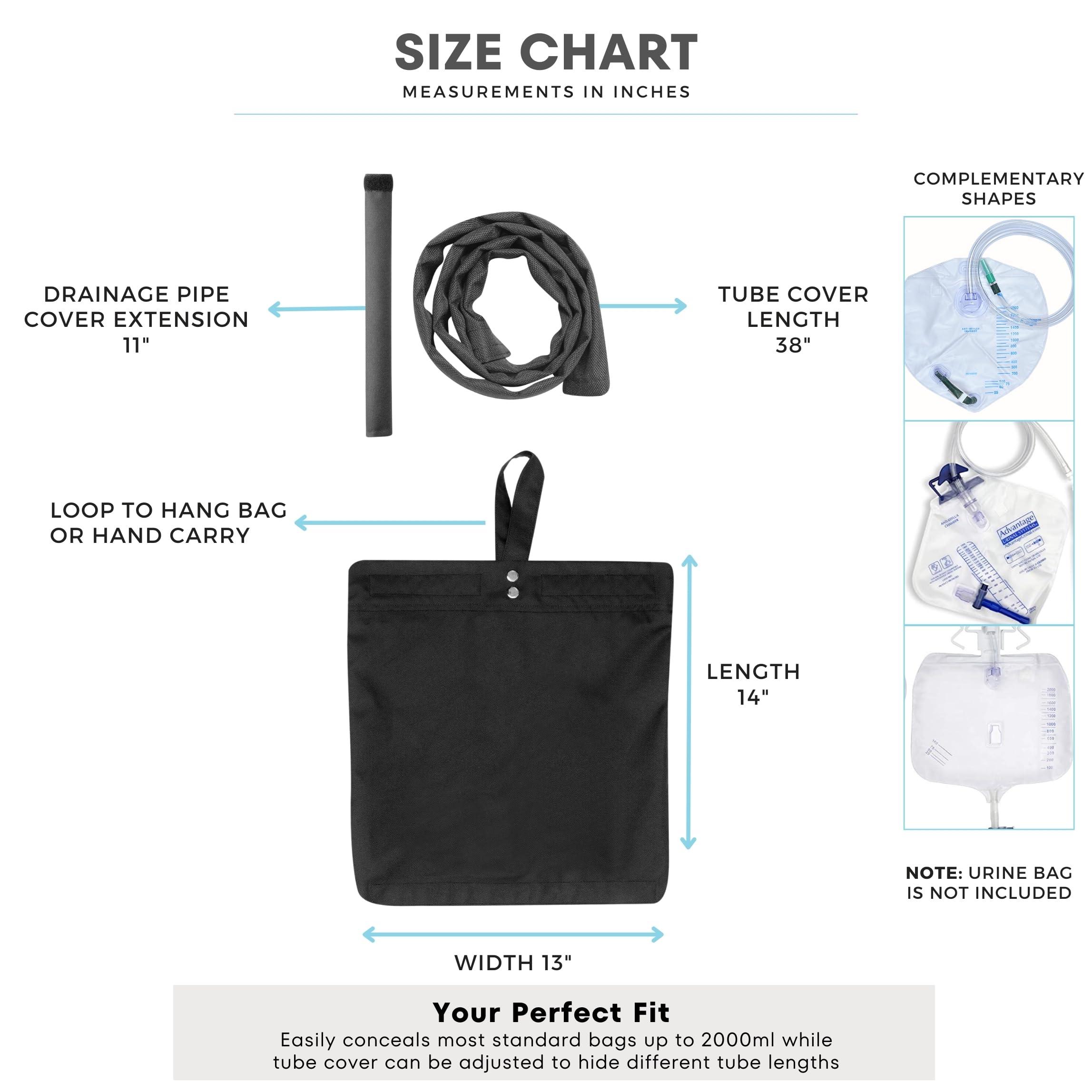 Inspired Comforts Inspired Comforts Urine Catheter Bag Cover with Snap on Pipe Cover & Hanging Strap | Easy Access | Secure & Discreet | Men & Women | 2000ml | Grey Stripe