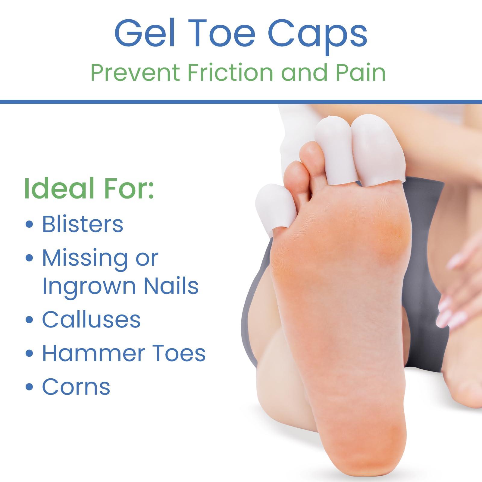 VIVEsole ViveSole Soft Gel Toe Protectors for Men & Women- Toe Caps for Foot Pain Relief - Flexible Cushion Sleeves for for Blisters, Ingrown Toenails, Hammer Toes, Corns, Calluses, Blisters (Variety Pack)