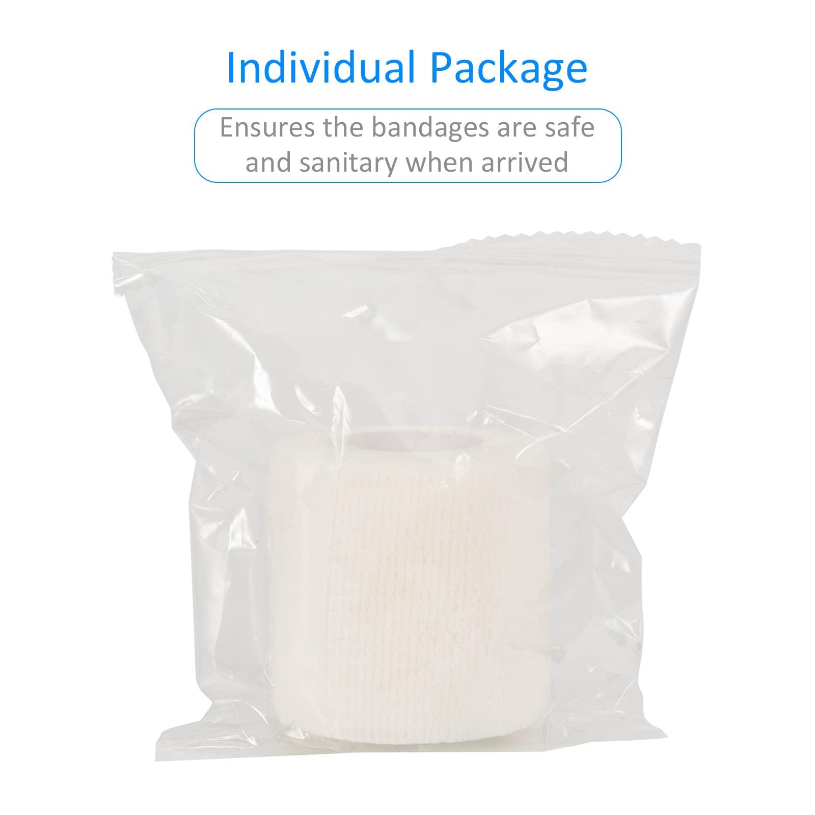 Sagafly 24 Pack Self Adherent Cohesive Wrap Bandages Non Woven Cohesive Bandage Elastic Self Adhesive Bandage Wrap Sports Athletic Tape First Aid Tape for Wrist Ankle Pet Vet Wrap Grip Cover 2 inch (White)