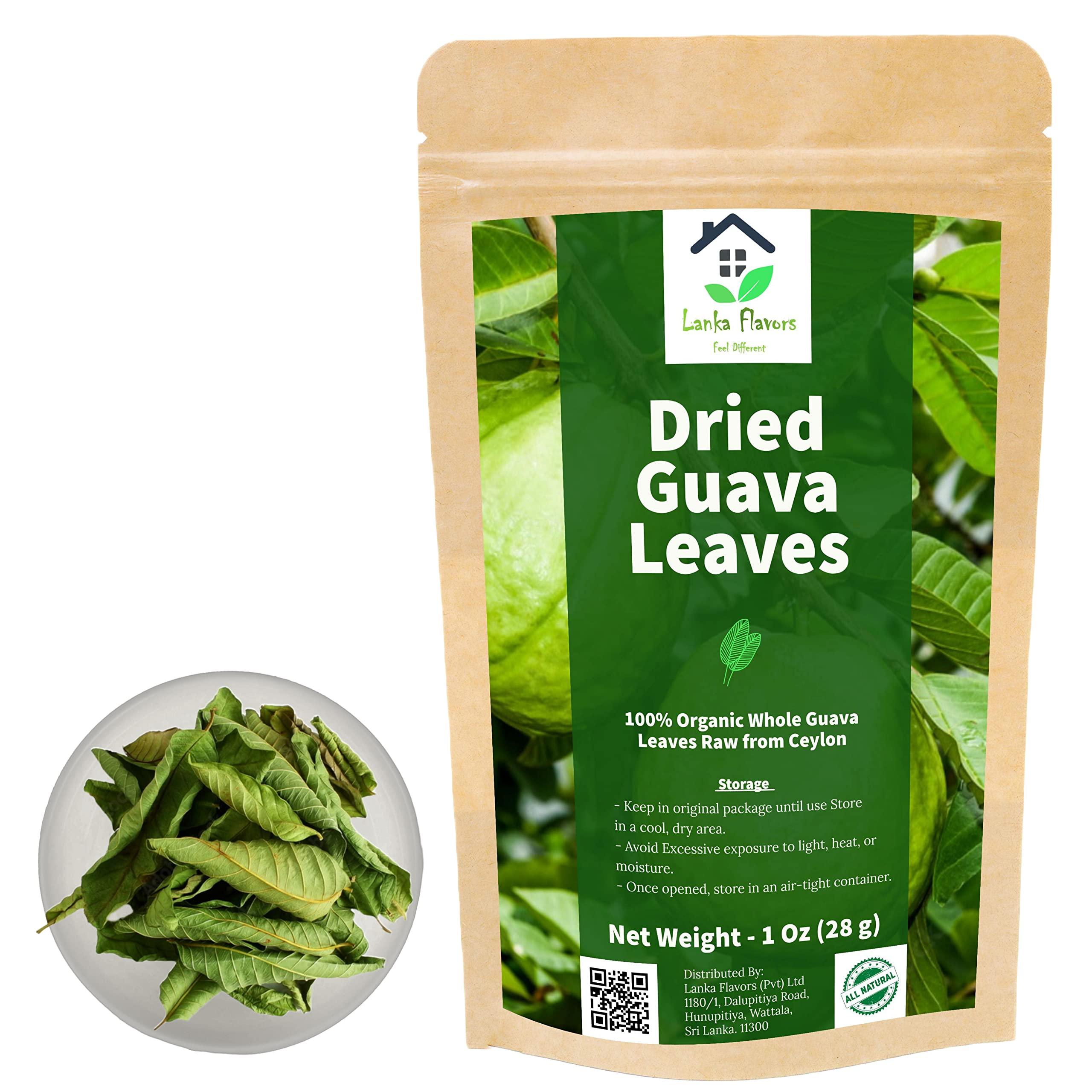 Lanka Flavors Feel Different Dried Guava Leaves 1 Oz (28g) Hojas De Guayaba Herbal Tea Natural Organic Air Dried Whole Leaf Harvested from Ceylon - Lanka Flavors Feel Different