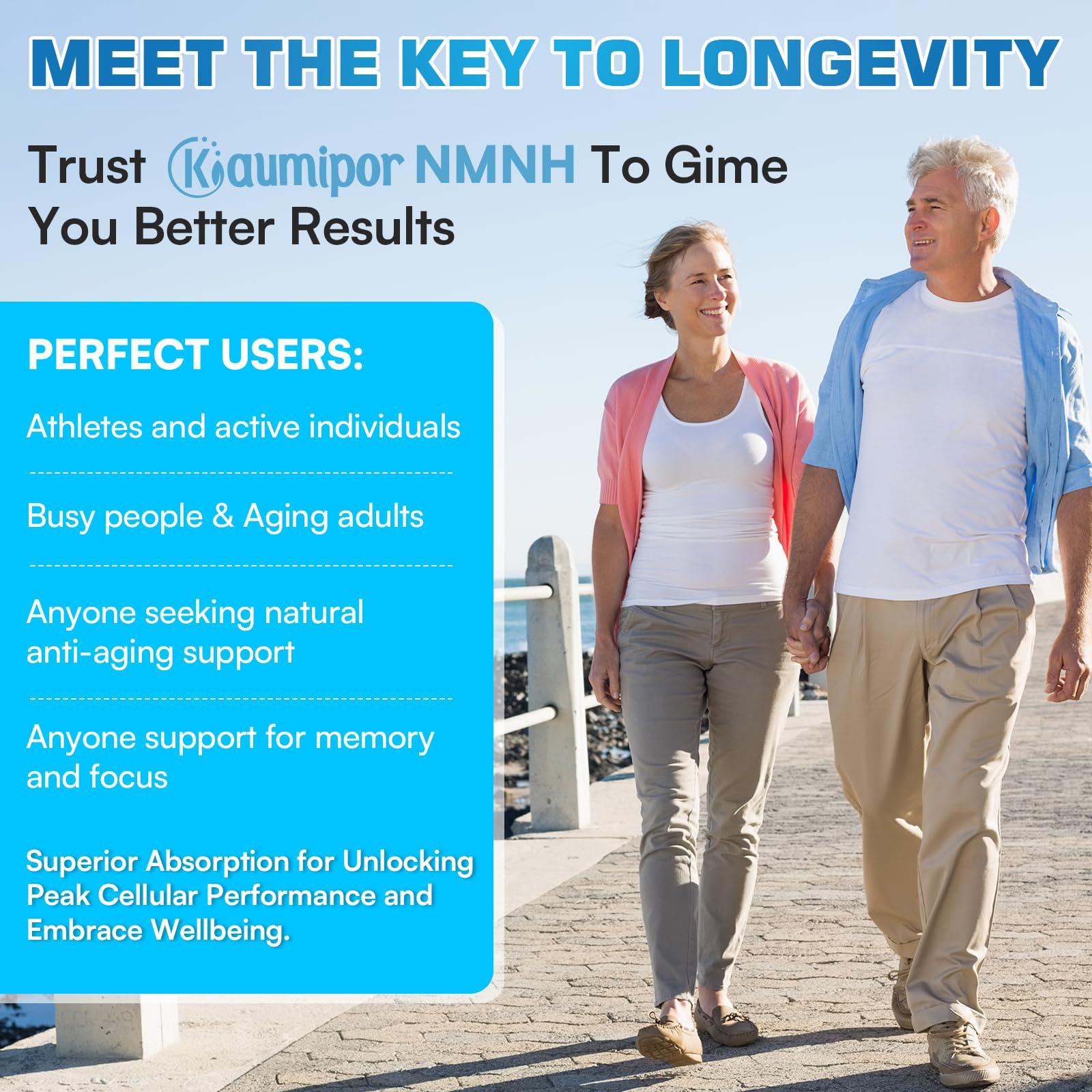 Kaumipor NMNH (Dihydronicotinamide Mononucleotide) 500MG/Serving, (2 Month Supply) NAD Supplement for Women & Men to Boost NAD+ Levels as We Age, NMNH for Anti Aging, Energy, Immunity, Focus, 60 Vegan Capsules