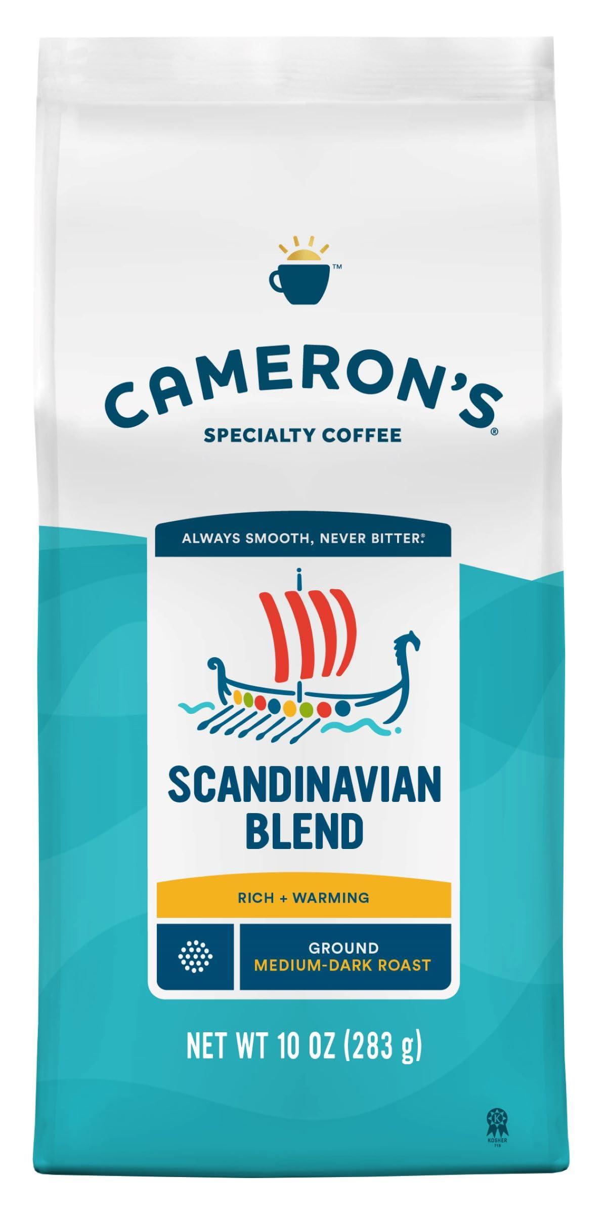 Cameron's Coffee Cameron's Coffee Scandinavian Blend Ground Coffee, Medium-Dark Roast, 100% Arabica, 10-Ounce Bag, (Pack of 6)