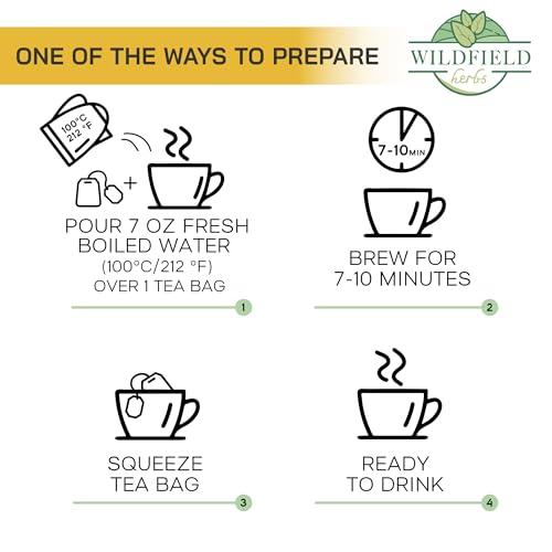 WILDFIELD HERBS 100 Ginger Tea Bags Ginger Root Tea Dry Dried Herb (Zingiber officinale) - 100 Count 1.5g Tea Bags Ginger Raz de jengibre